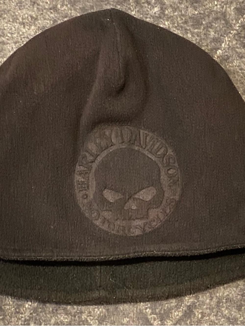Harley-Davidson Black Embossed Skull Knit Hat